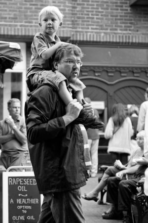 Father and son at Lewes Farmer's Market, 6th August 2011